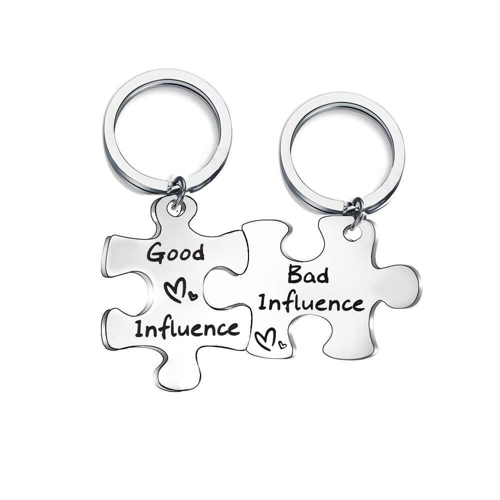 4988 Best Friends Keychain Set of 2 BFF Gift Good Influence Bad Influence
